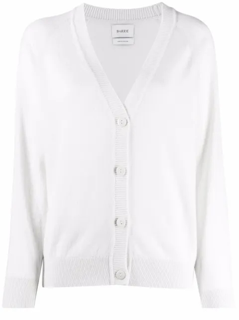 Barrie rib-trimmed cashmere cardigan White C166219