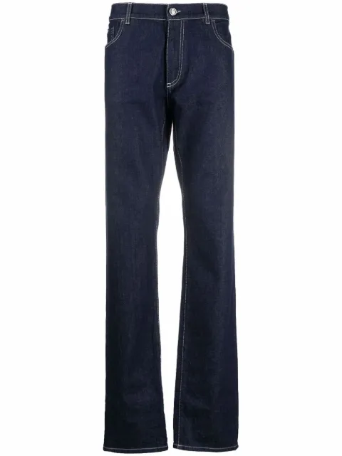 Billionaire contrast stitching straight-leg jeans Blue WAACMDT2570BTE001N