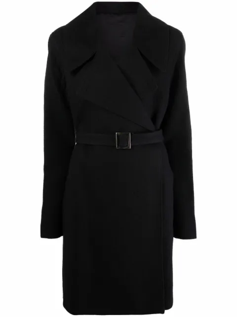 Rick Owens belted cotton midi coat Black RP02A7943WCF