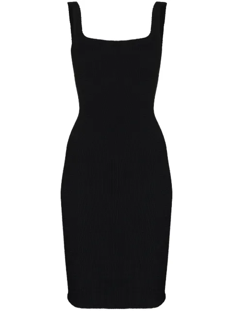 Hunza G seersucker square-neck mini dress Black TANKDRESSCRINKLE
