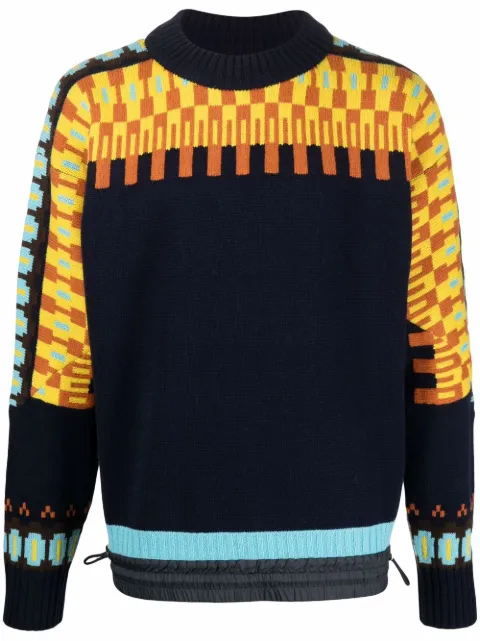 sacai intarsia-knit jumper Blue 2102613M