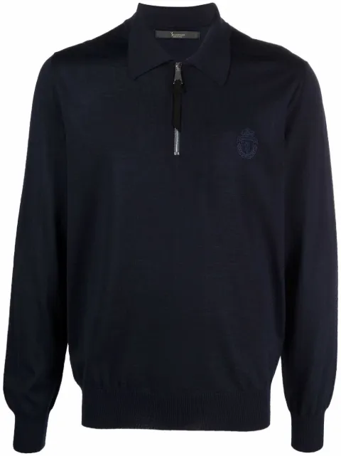 Billionaire pullover polo zip jumper Blue BBCOMKO0887BKN004N