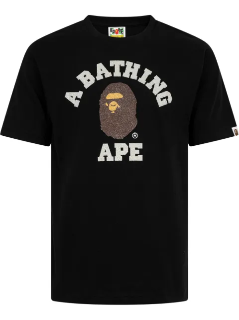A BATHING APE® Glass Beads College T-shirt Black 0ZXTEM110059DBKX