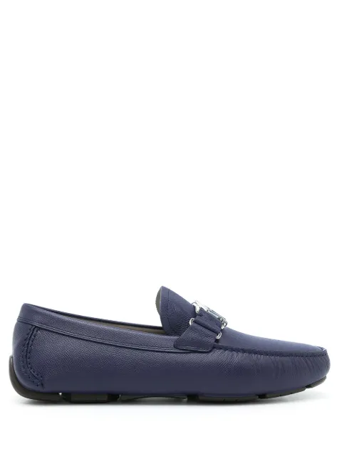 Ferragamo blue logo plaque loafers Blue 746312