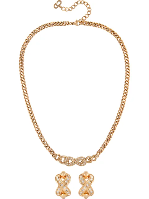 Christian Dior Pre-Owned 1980s pre-owned crystal-embellished necklace and earrings set Gold NE018459