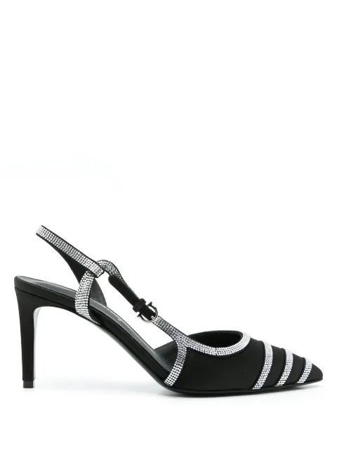 Ferragamo rhinestone-embellished slingback pumps Black 745486