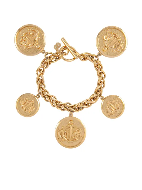 Christian Dior Pre-Owned 1980s pre-owned logo charms chain bracelet Gold BL009284