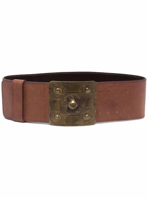 Gianfranco Ferré Pre-Owned 2006 studded buckle leather belt Brown GFFE180AB