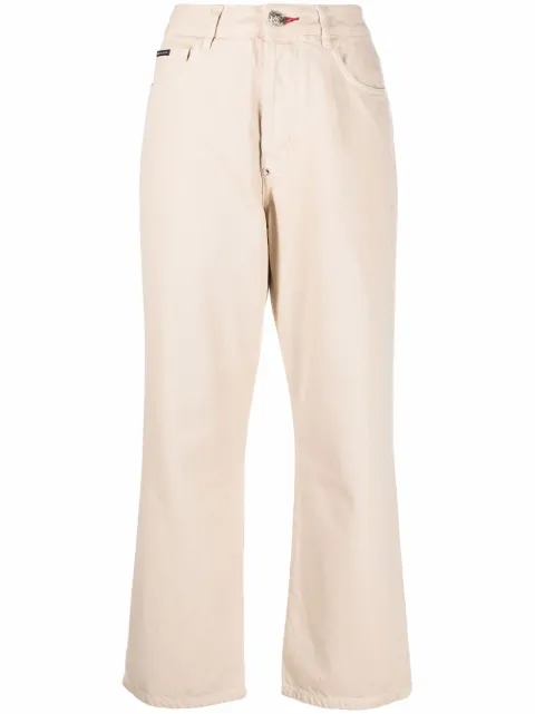 Philipp Plein Iconic Plein loose-cut trousers Neutrals FAACWDT1689PDE004N