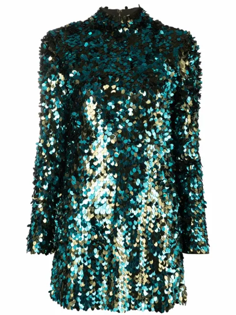 PUCCI sequinned long-sleeve minidress Blue 2ERG462E999