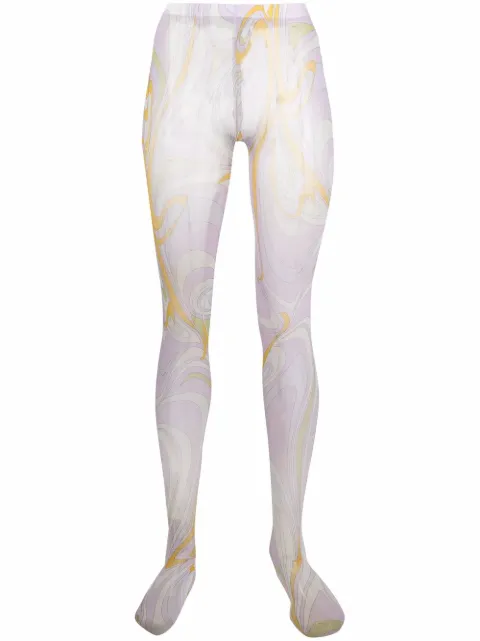 PUCCI semi-sheer graphic-print tights Purple 2EGE042E450