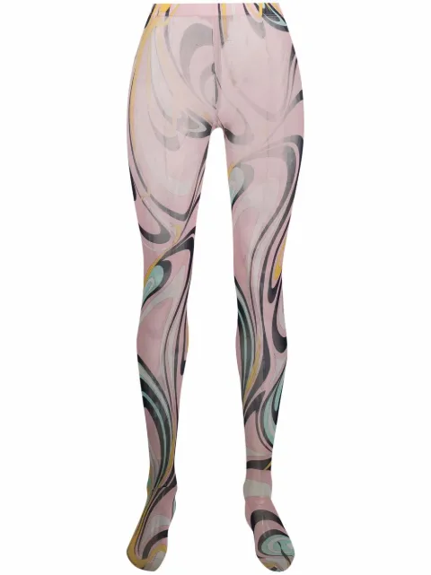 PUCCI semi-sheer graphic-print tights Pink 2EGE042E450