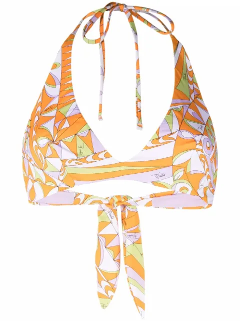 PUCCI Bandierine-print bikini top Orange 2EMX012E877