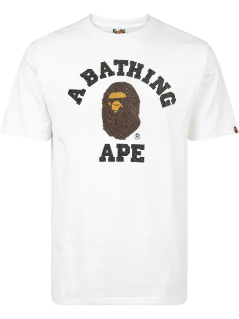 A BATHING APE® Glass Beads College T-shirt White 0ZXTEM110059DWHX