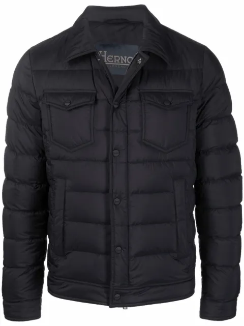 Herno long-sleeve down-feather jacket Black PI011ULE19288
