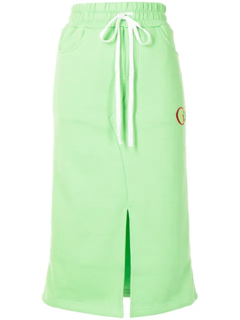 goodboy logo-embroidered jersey midi skirt Green GBSK08