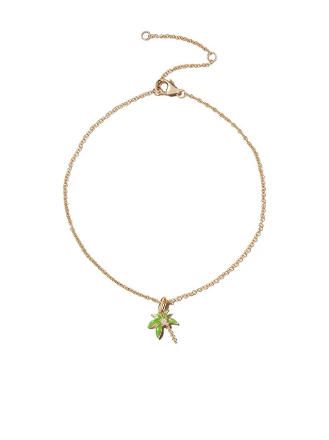 Yvonne Léon 9kt yellow gold palm tree diamond charm anklet Gold BRACHEVILPALMEMVERTOJ