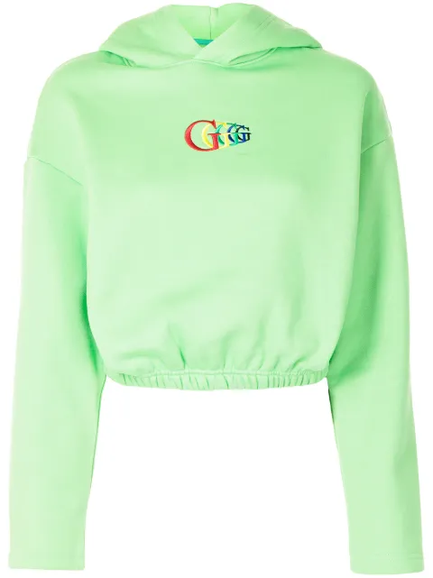 goodboy logo-embroidered cropped hoodie Green GBHD15