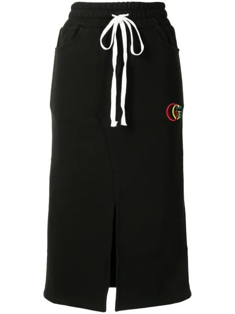 goodboy logo-embroidered jersey midi skirt Black GBSK08