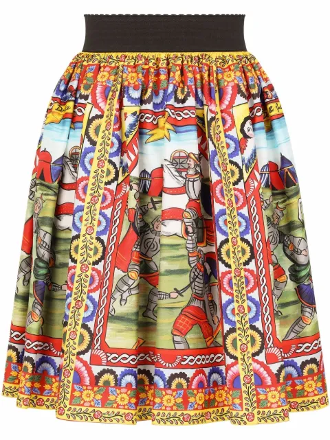 Dolce & Gabbana graphic-print A-line skirt Green F4BU5TGDS12