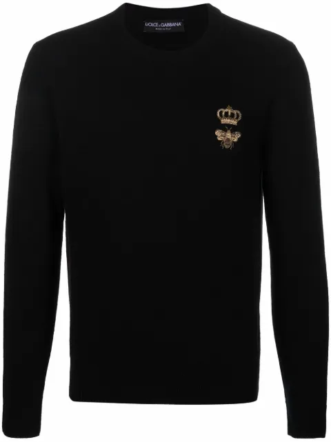 Dolce & Gabbana embroidered virgin wool jumper Black GXE63ZJBVB2
