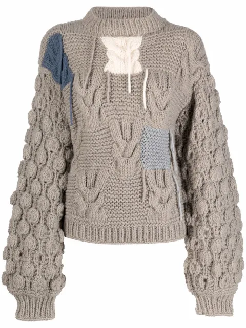 Tuinch patchwork cashmere jumper Grey 1W17SWEVER005