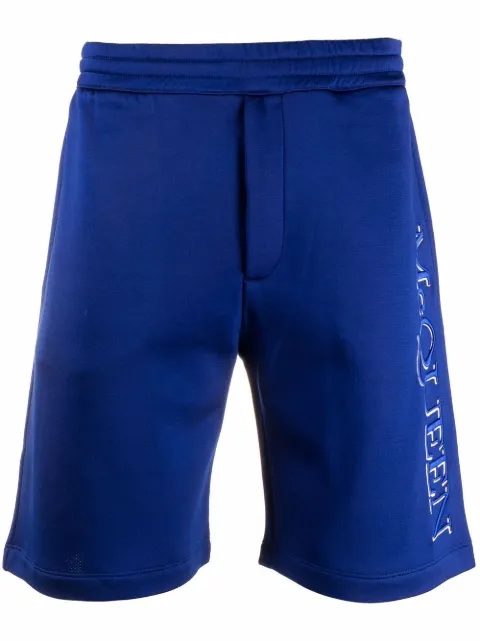 Alexander McQueen logo-embroidered track shorts Blue 662588QRZ74