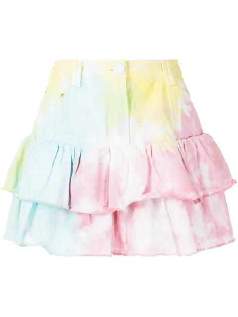 LoveShackFancy Landen tie-dye tiered mini skirt Multicolour LS323730