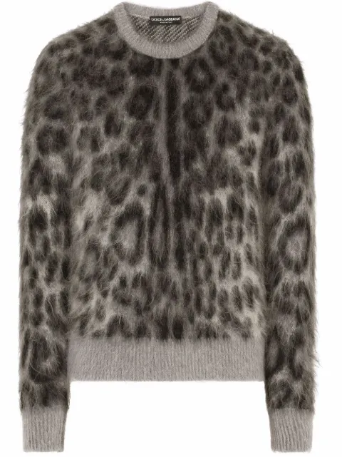 Dolce & Gabbana leopard-print mohair-wool jumper Grey GXH60TJCML0
