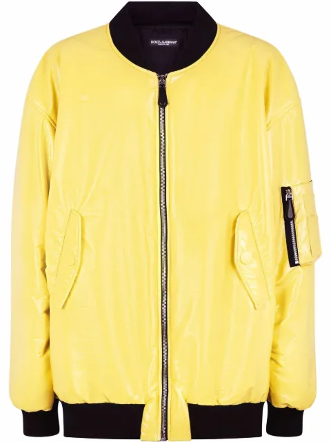 Dolce & Gabbana zip-through bomber jacket Yellow G9WI4TFUSJT