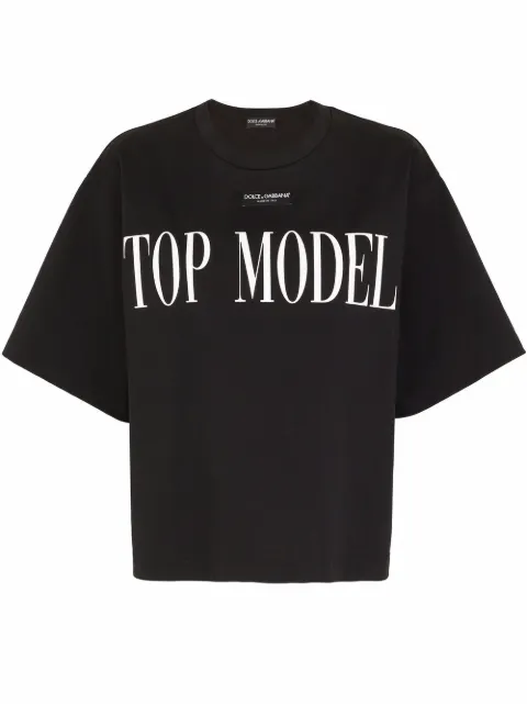Dolce & Gabbana slogan-print T-shirt Black F8O49TFUGK4
