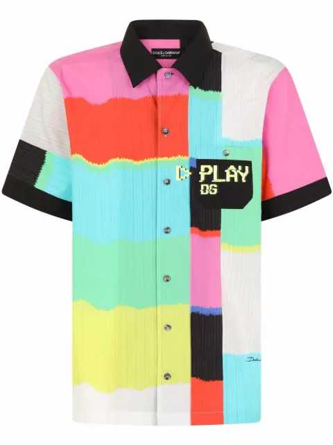 Dolce & Gabbana graphic-print short-sleeve shirt White G5FX9TFI5AN