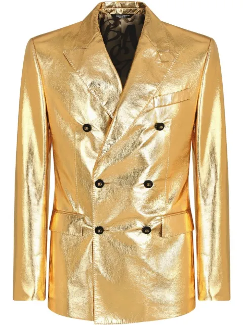 Dolce & Gabbana metallic double-breasted blazer Gold GKGJMTFUSIG