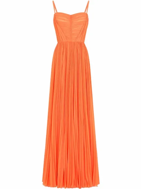 Dolce & Gabbana pleated chiffon maxi dress Orange F6K3ZTFUSMU