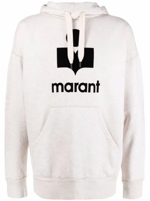 MARANT Miley flocked-logo hoodie Neutrals SW005500M003H