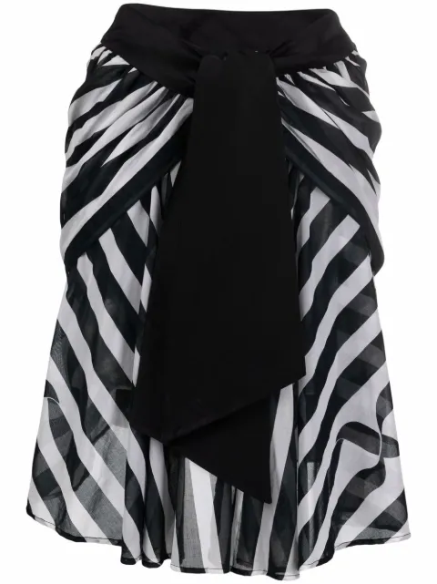 Saint Laurent Pre-Owned 1988 asymmetric stripe-print skirt Black 131102
