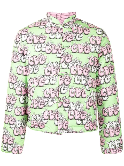 Comme Des Garçons Shirt logo-print padded jacket Green FHJ0063