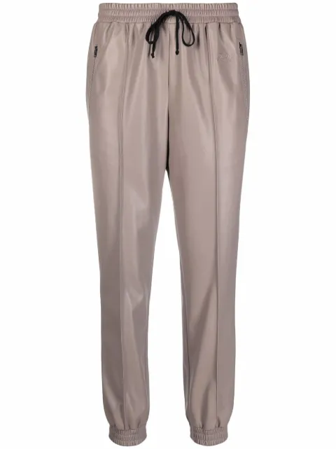 Philosophy Di Lorenzo Serafini cropped faux leather track trousers Neutrals A03185740