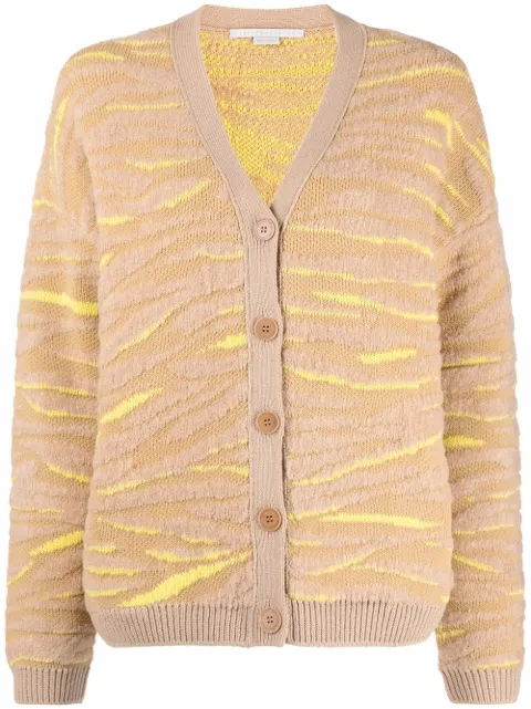 Stella McCartney tiger-pattern knitted cardigan Neutrals 603674S2261