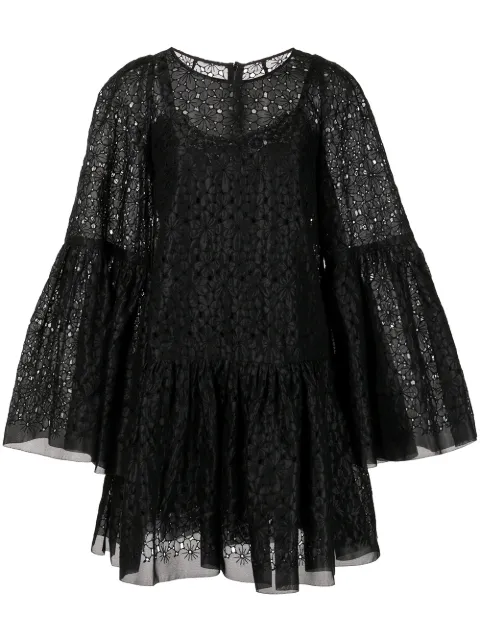 Dolce & Gabbana Pre-Owned floral-embroidered flared minidress Black F6LH27FL1CA