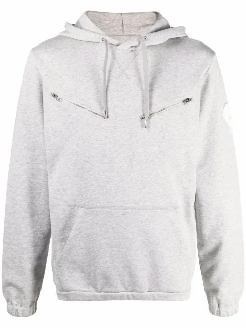 Alexander McQueen skull-patch zip-detail hoodie Grey 664953QRX43