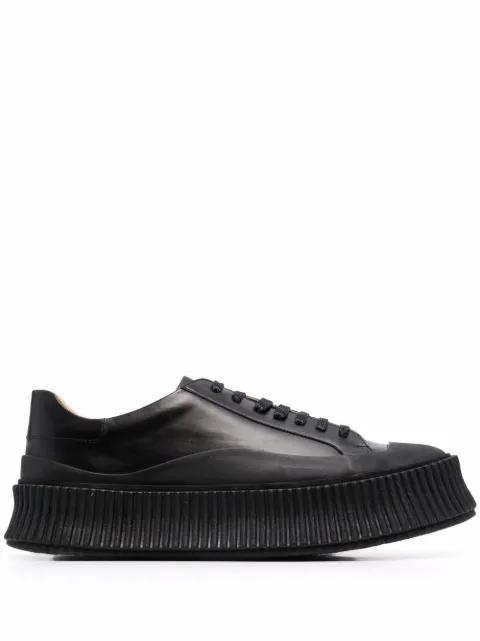 Jil Sander leather platform sneakers Black JS32108A14020