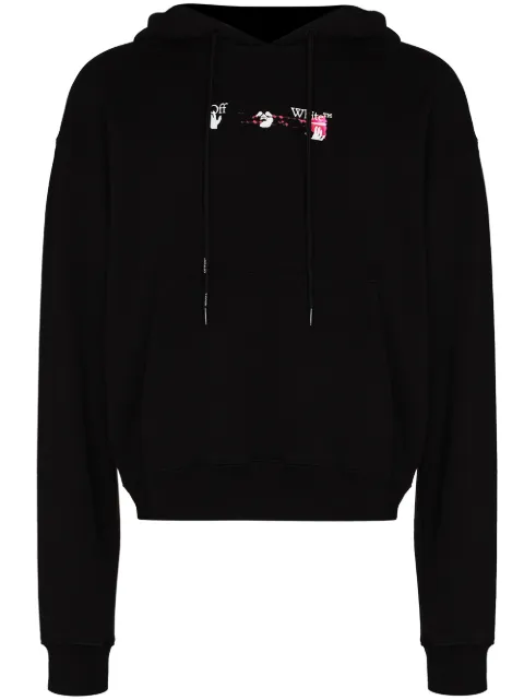 Off-White Acrylic Arrow drawstring hoodie Black OMBB037F21FLE0151032