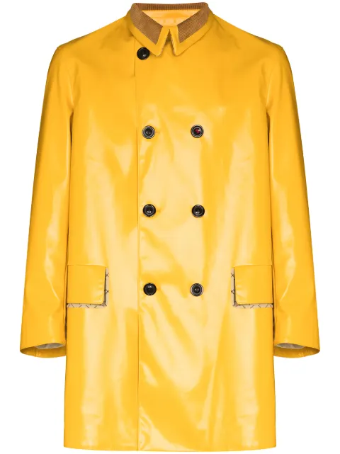 Maison Margiela coated-finish double-breasted coat Yellow S50AM0516S53549