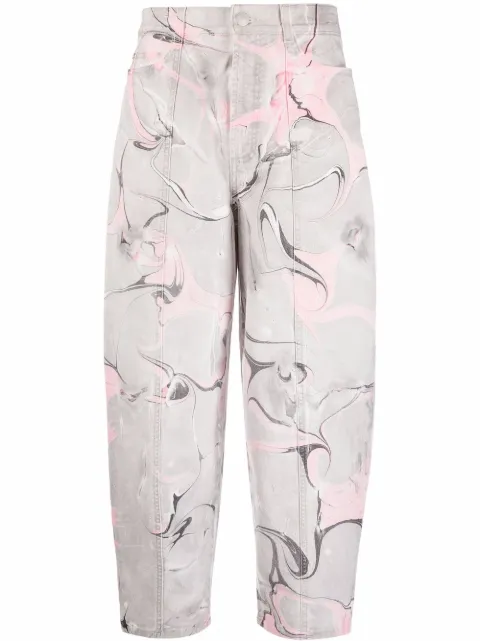 Stella McCartney marble-print denim jeans Grey 602559SOH44