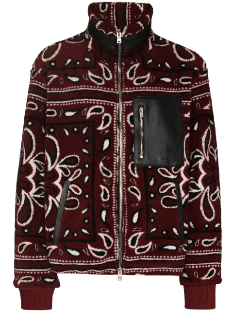 AMIRI Bandana print fleece jacket Red MKF009
