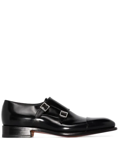Santoni Carter leather monk shoes Black MCCR11652MC1HVVDN01