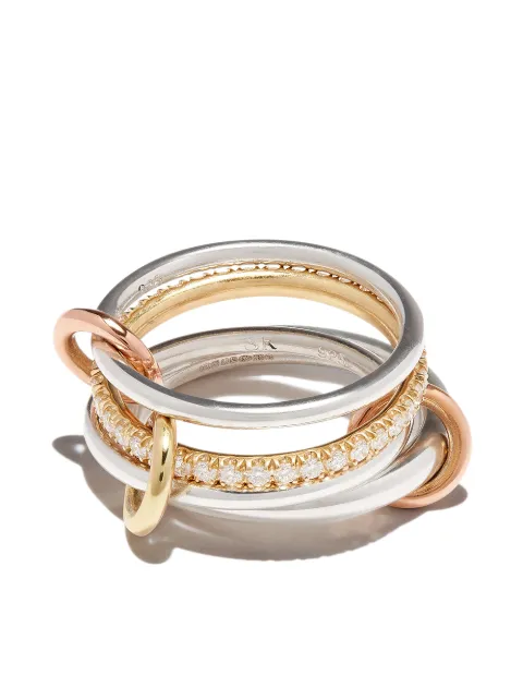 Spinelli Kilcollin 18kt yellow gold and sterling silver Nimbus SG 4-linked diamond ring Gold G4NIMMX