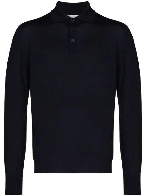 Brunello Cucinelli knitted long-sleeve polo shirt Blue M2400295CW425