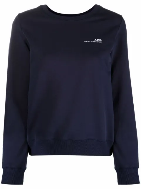 A.P.C. logo-print cotton sweatshirt Blue COEASF27663
